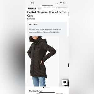 Bernardo Quilted Neoprene Hooded Puffer Coat